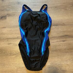 Speedo Women's One Piece Swimsuit Size 10 Black Athletic Splice